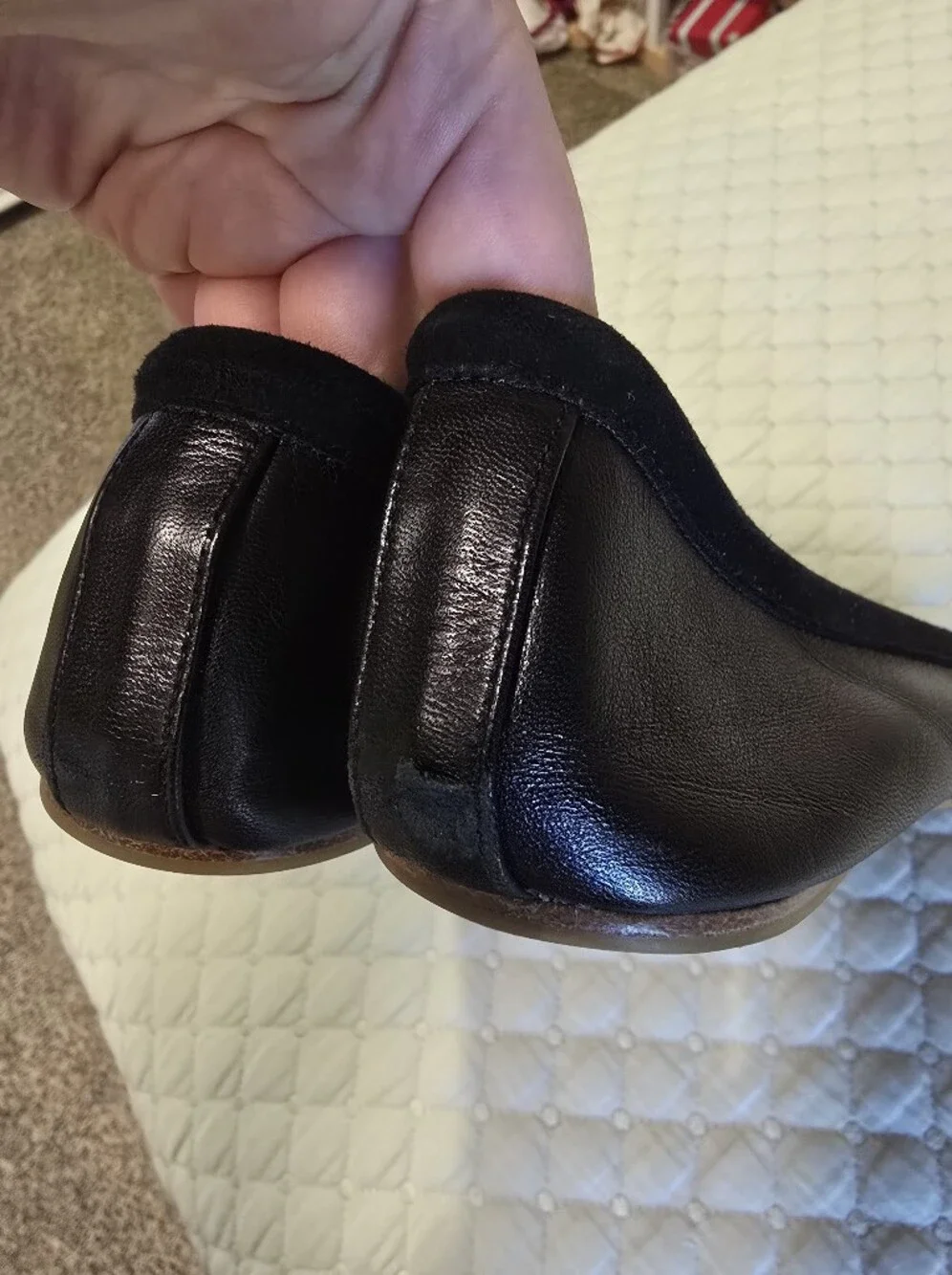 Tory Burch Black Leather Ballet Flats With Pearls Size 6.5